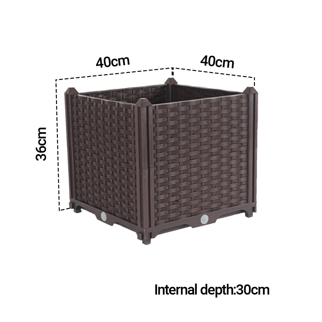 NNEAGS 40cm Raised Planter Box Vegetable Herb Flower Outdoor Plastic Plants Garden Bed