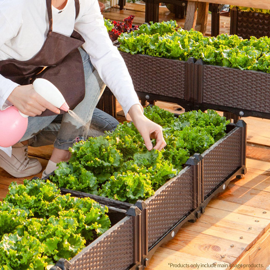 NNEAGS 40cm Raised Planter Box Vegetable Herb Flower Outdoor Plastic Plants Garden Bed