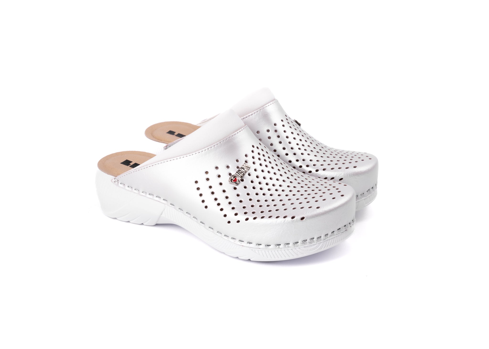 Pandora III by LEON- Women’s Leather Clogs- Gel Insole & Perforated Leather for Breathability