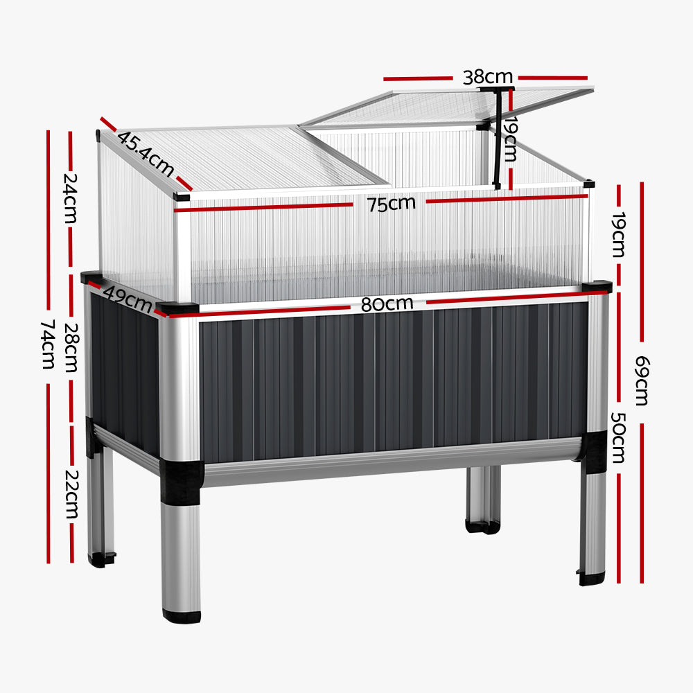 NNEDSZ Garden Bed Galvanised Steel Raised Planter Vegetable 80x49x74cm
