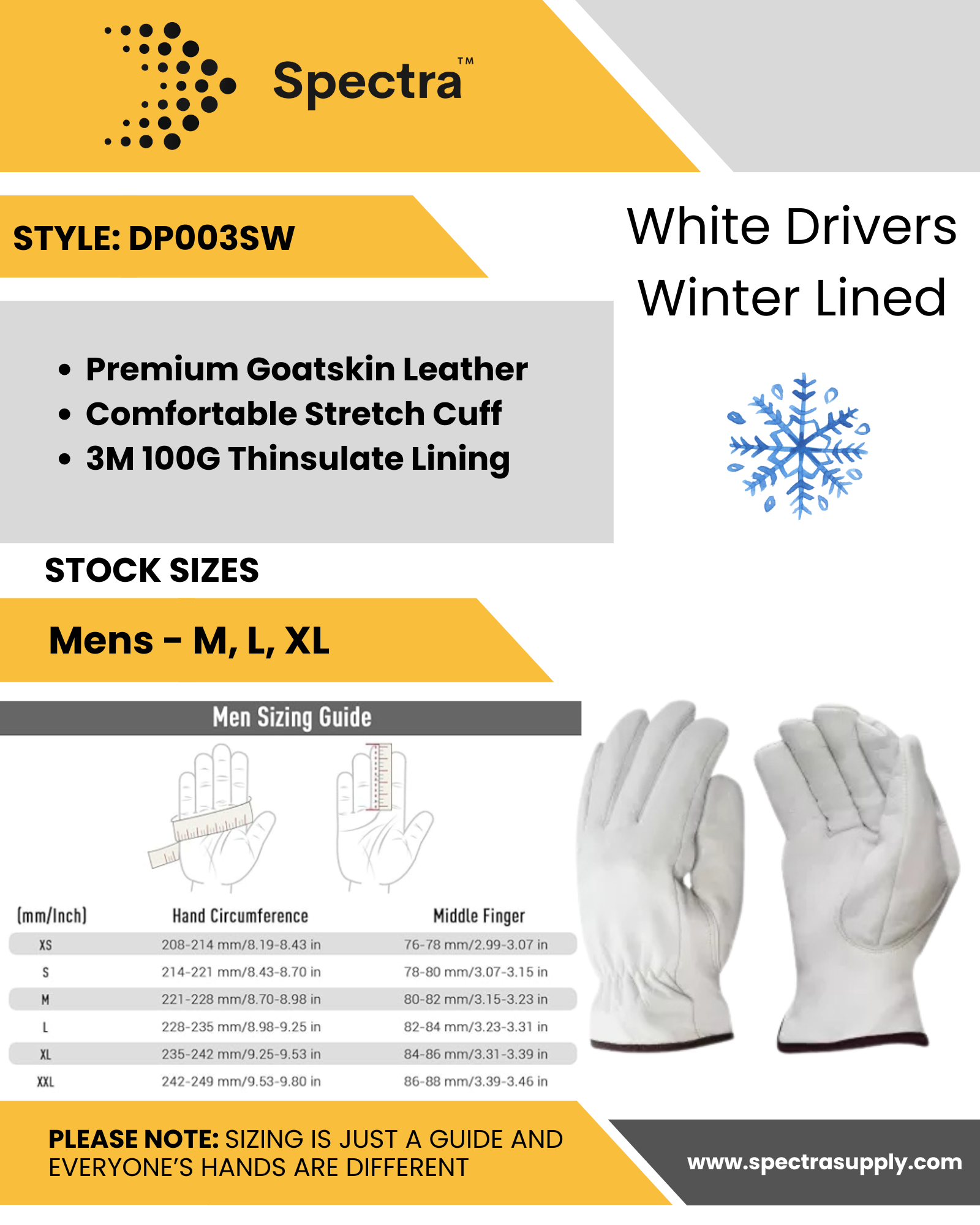 White Drivers Winter Lined