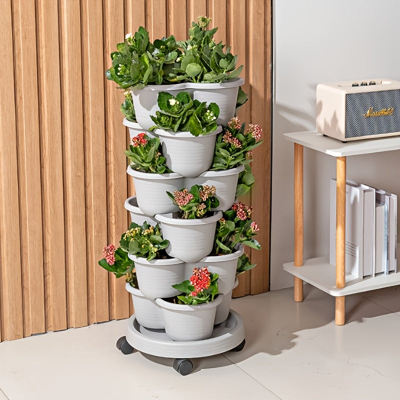 Stackable Self-Watering Plastic Planters (6 pcs)
