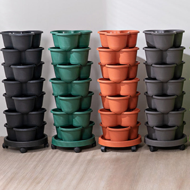 Stackable Self-Watering Plastic Planters (6 pcs)